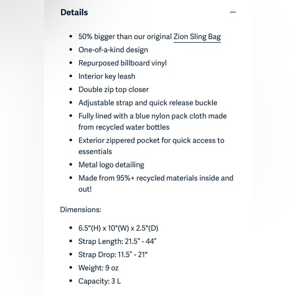 RAREFORM Large Zion Sling Bag Zip Belt Bag Fanny Pack Blue Polka Dot Pattern EUC - Picture 15 of 16